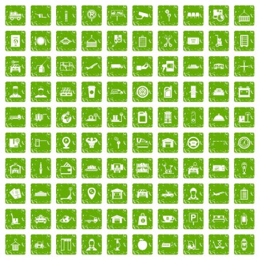 100 yükleyici simgeler grunge yeşil ayarla