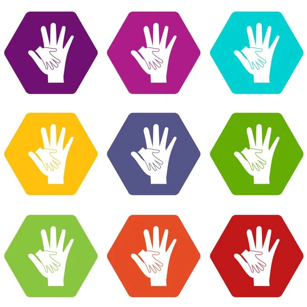 El simgesi ayarla renk altı yüzlü bebek ve annesi