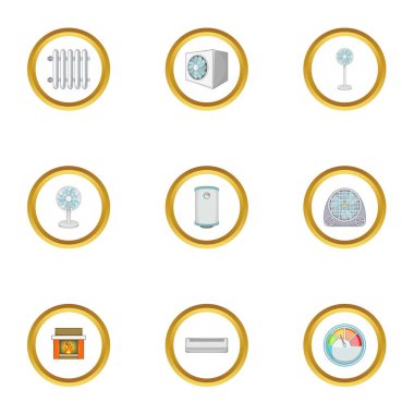 Icons set ısınma, karikatür tarzı