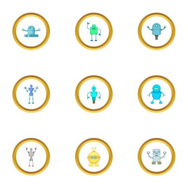Robot Icons set, karikatür tarzı