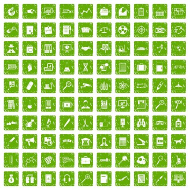 100 Büyüteç simgeler grunge yeşil ayarla