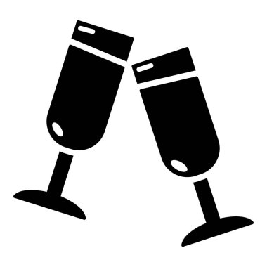 Gözlük şampanya simgesi, basit tarzı