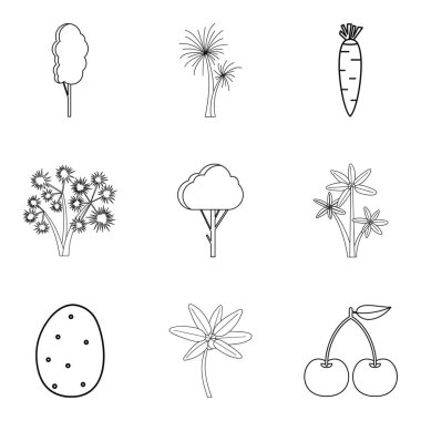 Kendi sebze Icons set, anahat stili