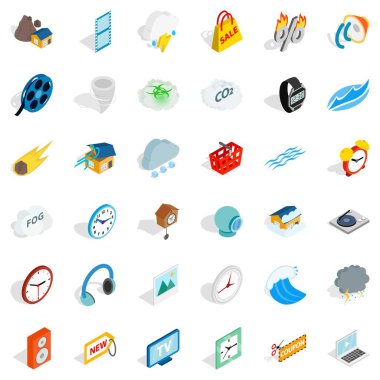 Kulaklık Icons set, izometrik stili