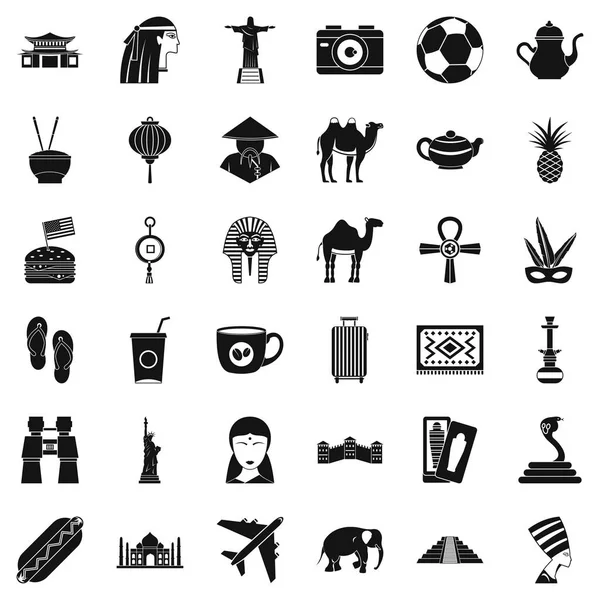 Conjunto de iconos de tour, estilo simple — Vector de stock