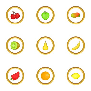 Taze meyve Icons set, karikatür tarzı