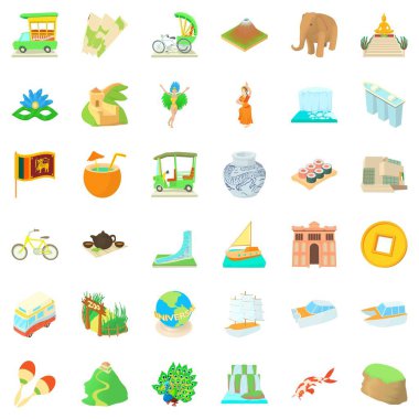 Dünya Icons set çizgi film tarzı