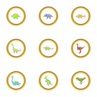 Farklı dinozorlar Icons set, karikatür tarzı