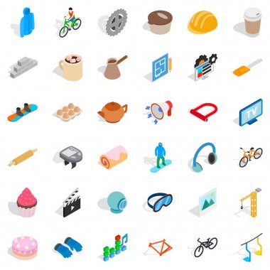 Kask Icons set, izometrik stili