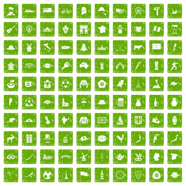 100 harita simgeleri grunge yeşil ayarla