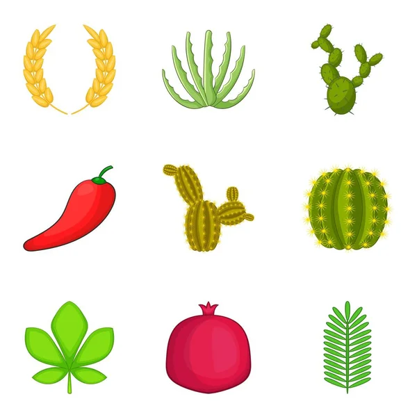 Bitkisel hayat Icons set, karikatür tarzı
