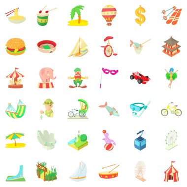 Icons set seyahat, karikatür tarzı