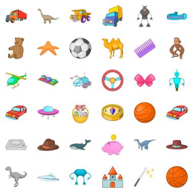 Dinozorlar Icons set, karikatür tarzı