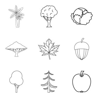 Mutfak-Bahçe Icons set, anahat stili