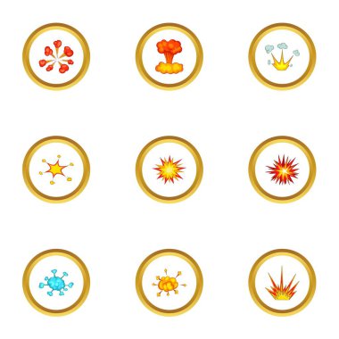 Animasyon efekti Icons set, karikatür tarzı patlayabilir