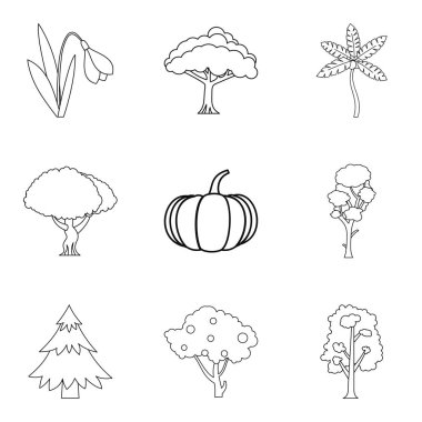 Temiz hava Icons set, anahat stili