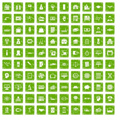 Yeşil grunge 100 kredi Icons set