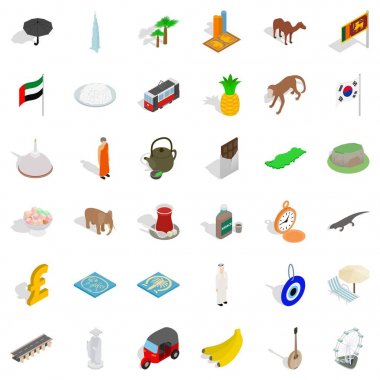 Monk Icons set, izometrik stili