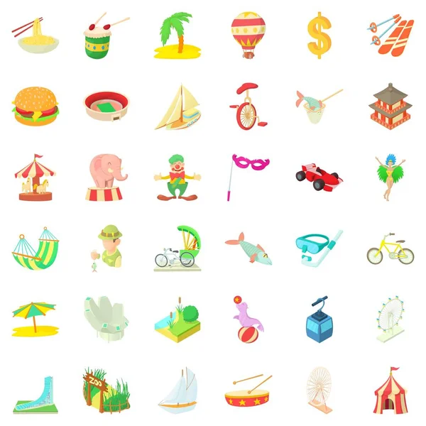 Icons set seyahat, karikatür tarzı