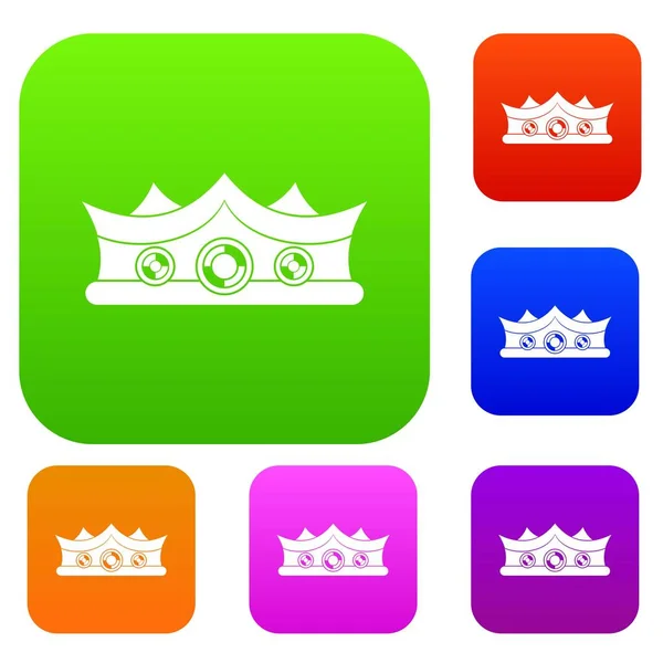 Corona King set colección de color — Vector de stock