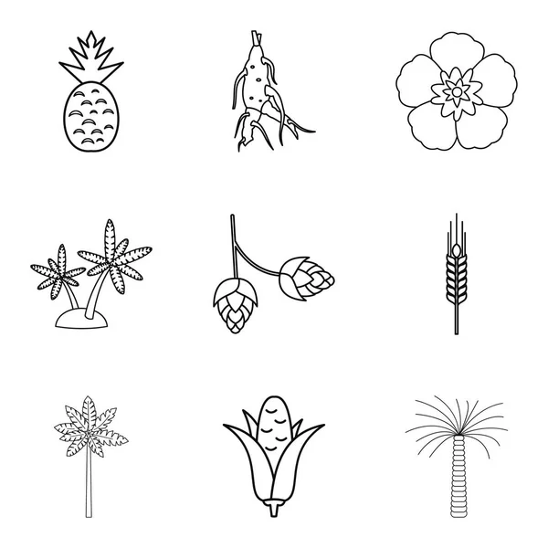 Auswahl der Gemüsesymbole Set, Umrisse Stil — Stockvektor