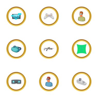 VR Icons set, karikatür tarzı