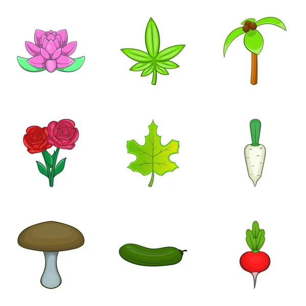 Conjunto de ícones de flor, estilo cartoon — Vetor de Stock