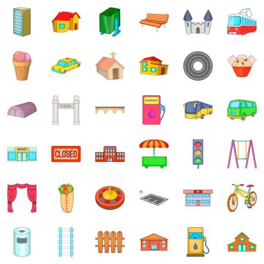 Emlak Icons set, karikatür tarzı