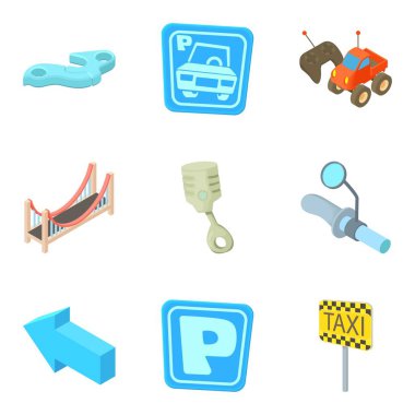 Yol işareti Icons set, karikatür tarzı