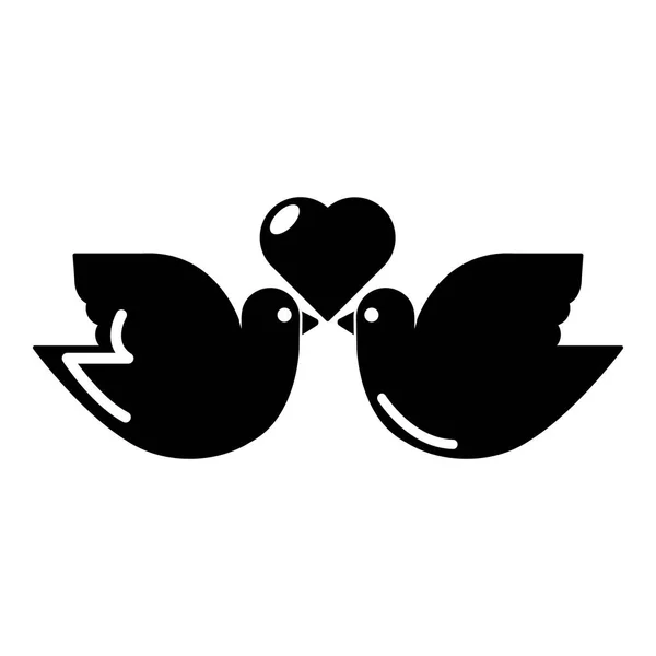 Ślubna gołębie serce ikona, prosty styl — Wektor stockowy
