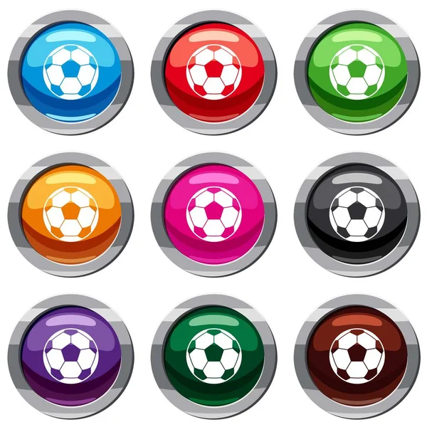 Futbol futbol topu 9 koleksiyonu ayarla — Stok Vektör