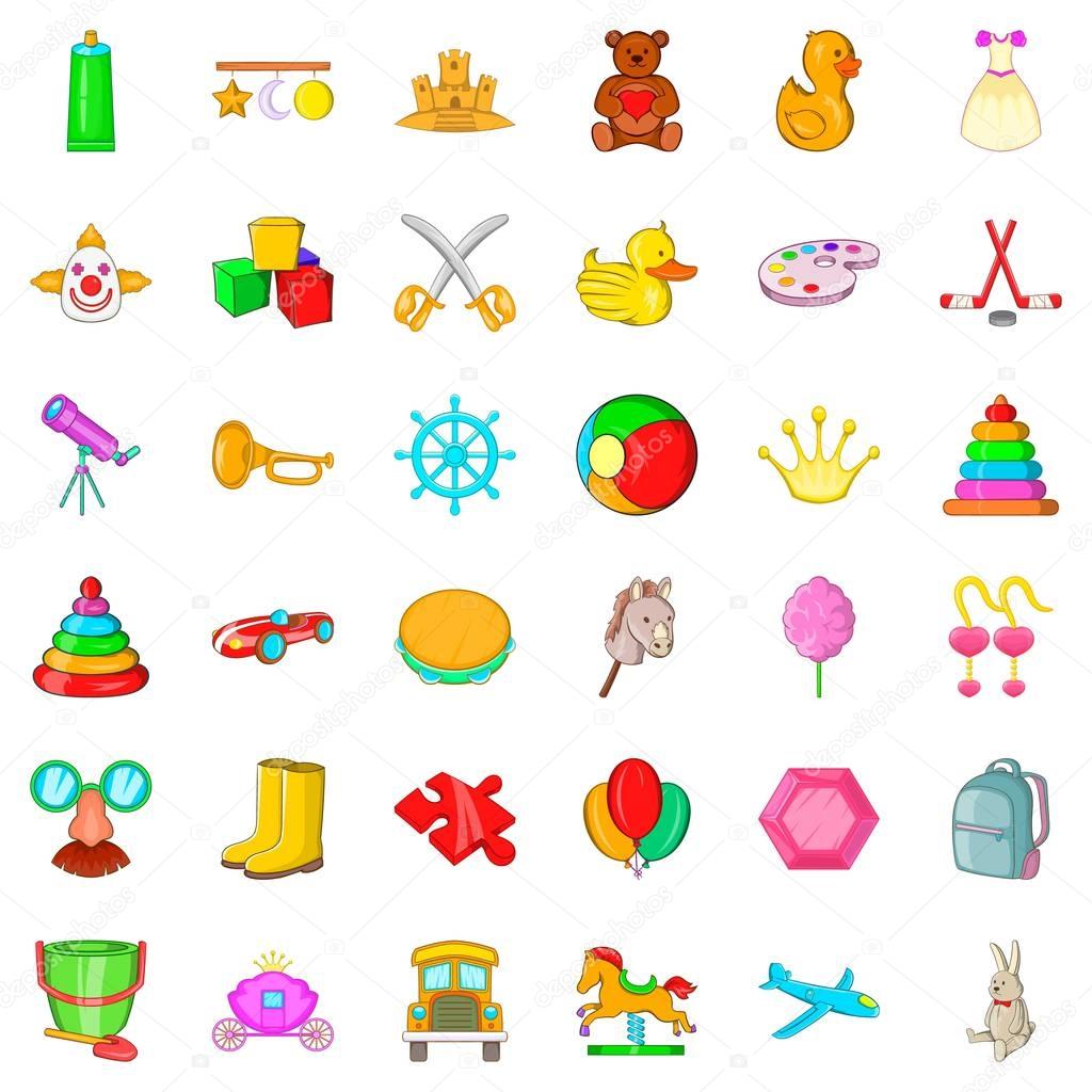 Kid icons set. Cartoon style of 36 kid vector icons for web isolated on white background