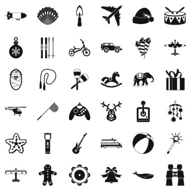 Çocuk Icons set, basit tarzı