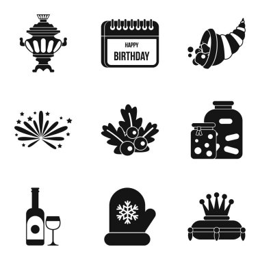 Cennet dinlenme Icons set, basit tarzı