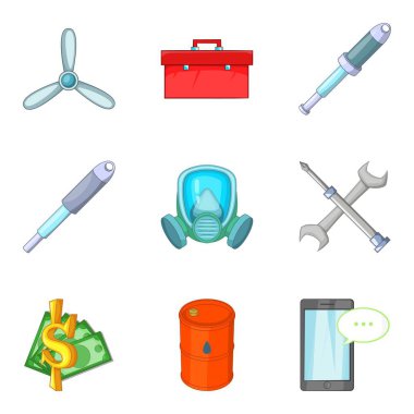 Otomatik hizmet Icons set, karikatür tarzı