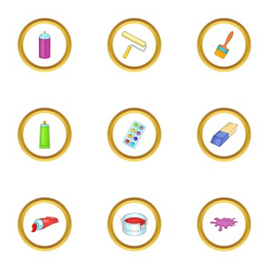 Araçlar Icons set çizim, karikatür tarzı