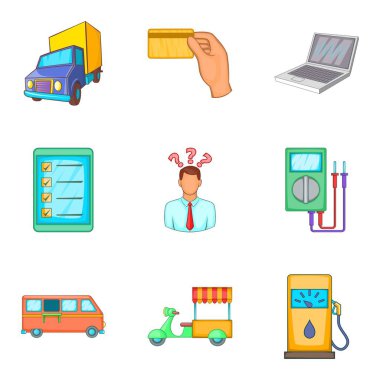 Sokak ticaret Icons set, karikatür tarzı