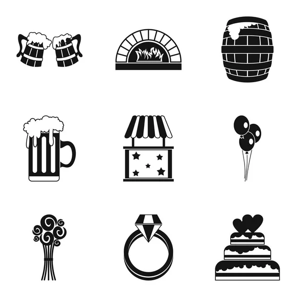 Paradise holiday icons set, simple style — Stock Vector