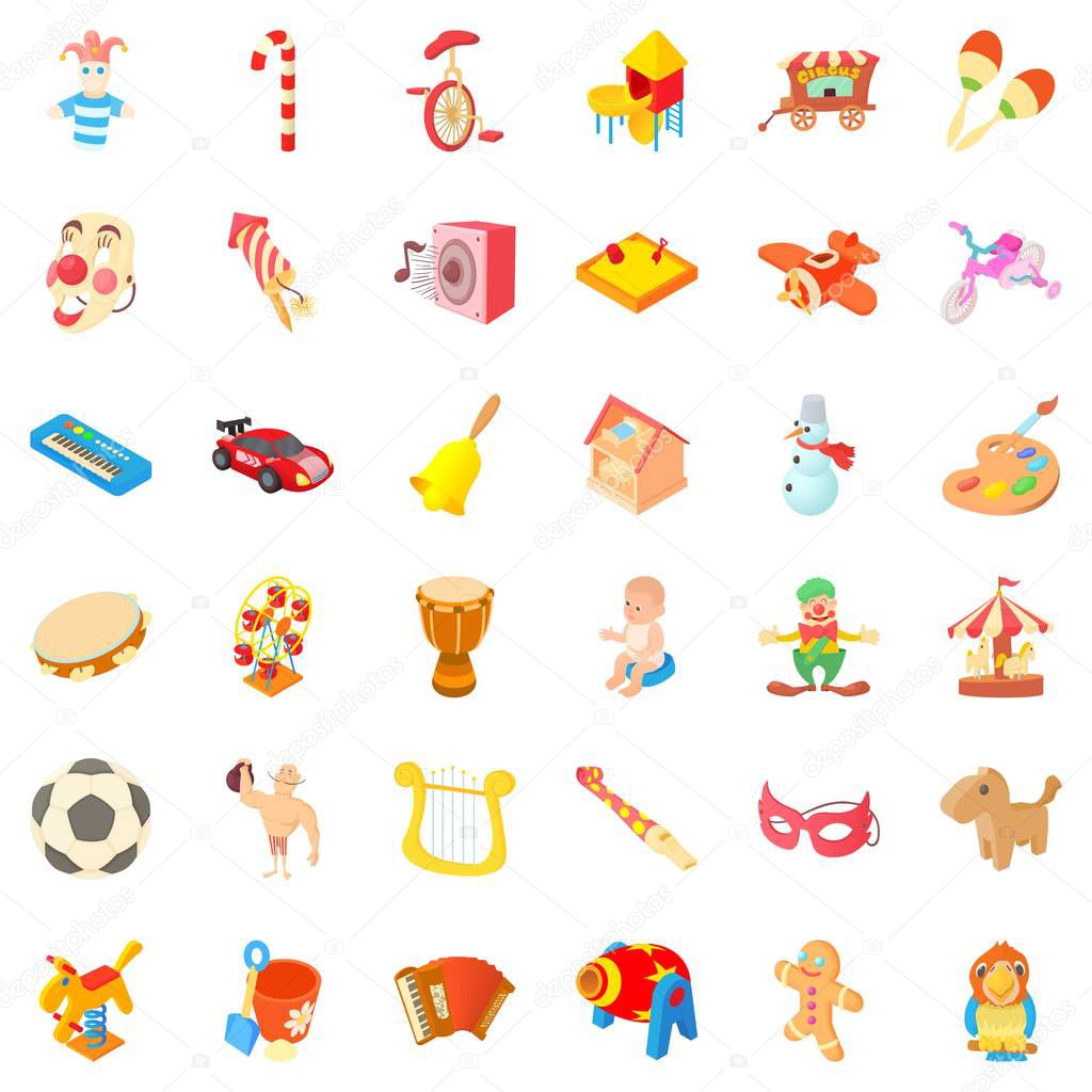 Children park icons set. Cartoon style of 36 children park vector icons for web isolated on white background