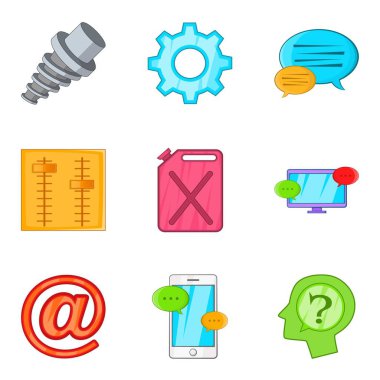 Araba bakım Icons set, karikatür tarzı