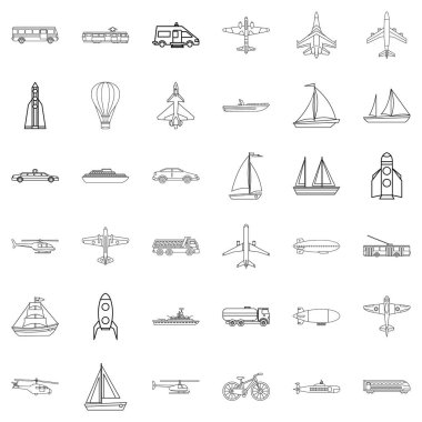 Beton Mikser Icons set, anahat stili