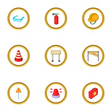 Yol inşaat Icons set, karikatür tarzı