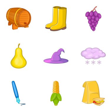 Son hasat Icons set, karikatür tarzı