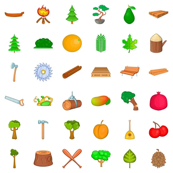 Ahşap Icons set, karikatür tarzı