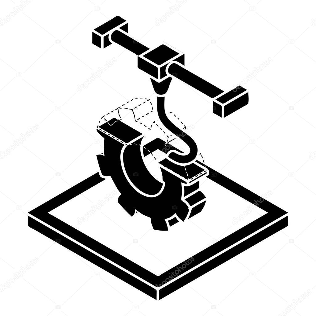 Cogwheel d printing icon. Simple illustration of cogwheel d printing vector icon for web design isolated on white background