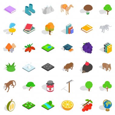 Fauna Icons set, izometrik stili
