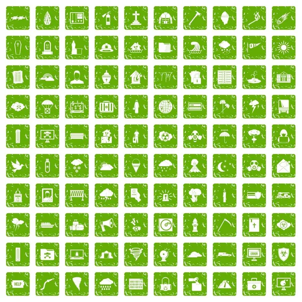 100 doğal afetler simgeler grunge yeşil ayarla