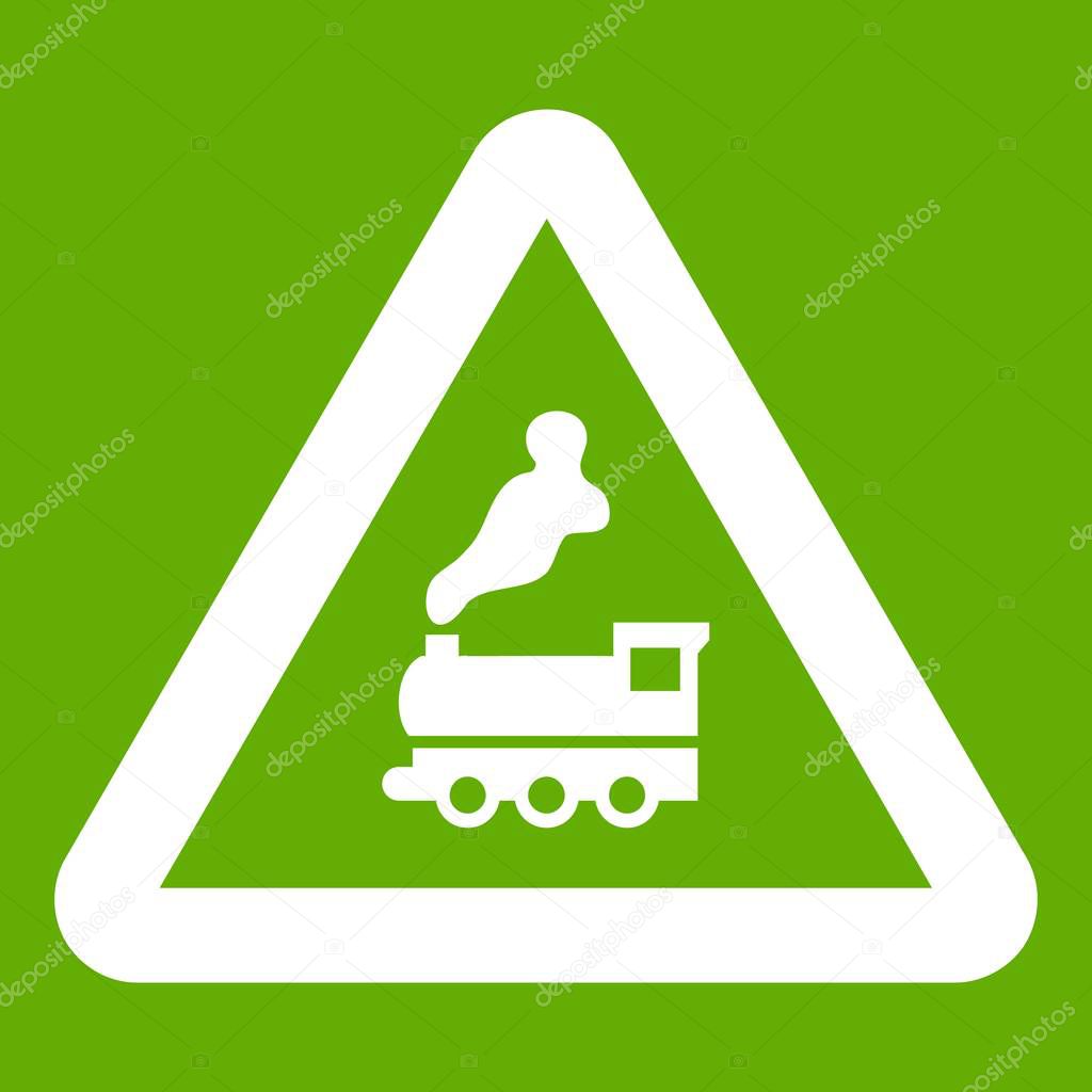 Warning Sign Railway Crossing Without Barrier Icon White Isolated On Green Background Vector Illustration Premium Vector In Adobe Illustrator Ai Ai Format Encapsulated Postscript Eps Eps Format