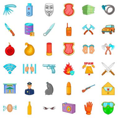 Hacker Icons set, karikatür tarzı