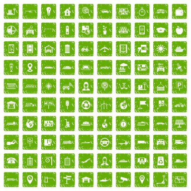 100 hareket simgeleri grunge yeşil ayarla